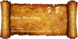 Hahn Boriska névjegykártya